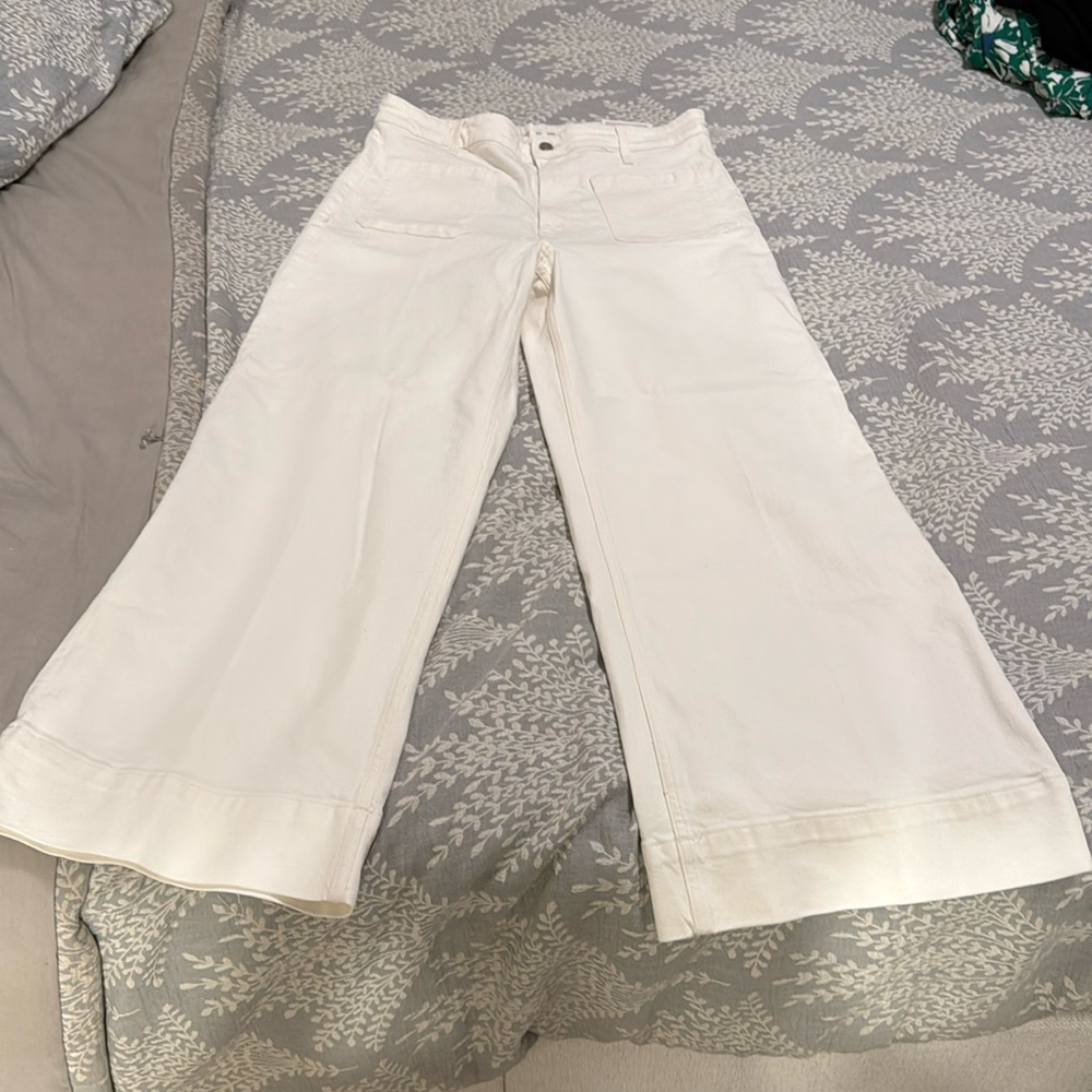 NEW H&M wide leg high rise  off white jeans!